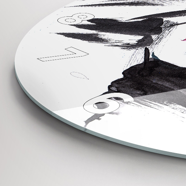 Round glass clock 'Abstract woman''s face'