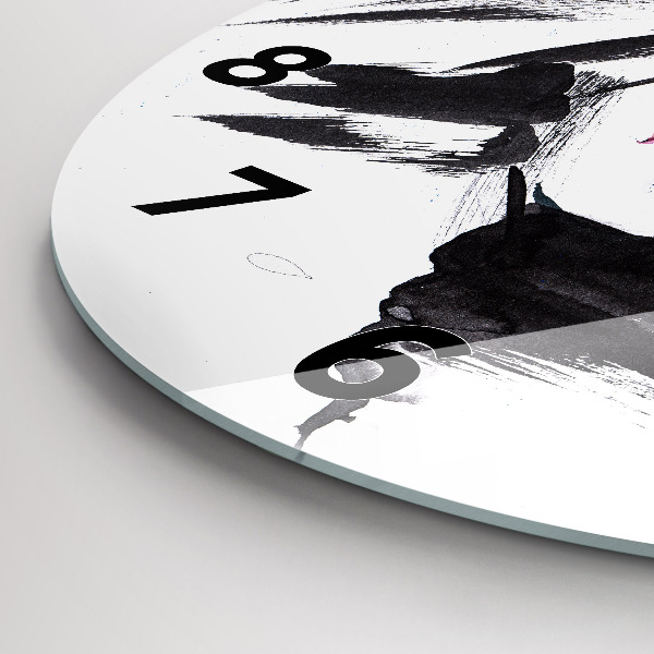 Round glass clock 'Abstract woman''s face'