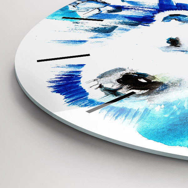 Round glass clock Bear on the ice background
