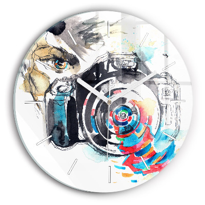 Round glass clock Woman photographer