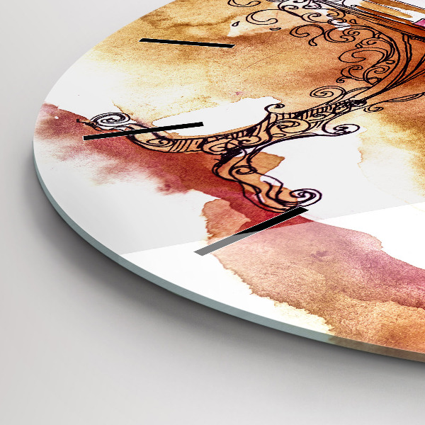 Round glass clock Woman drinking tea
