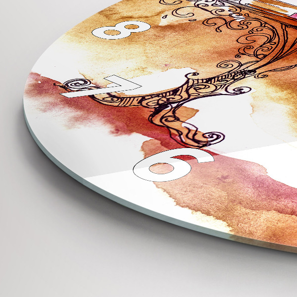 Round glass clock Woman drinking tea