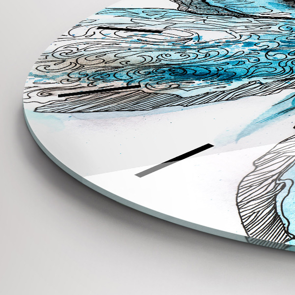 Round glass clock Butterfly face