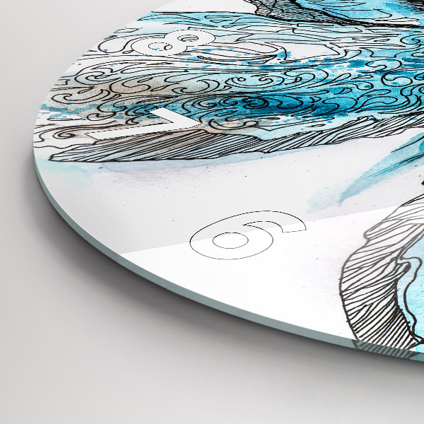 Round glass clock Butterfly face