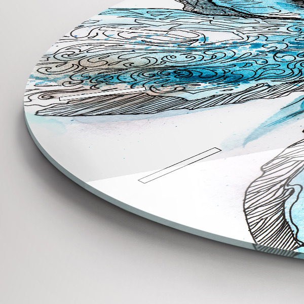 Round glass clock Butterfly face