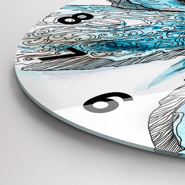 Round glass clock Butterfly face