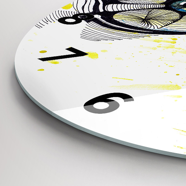 Round glass clock Eyes with glasses