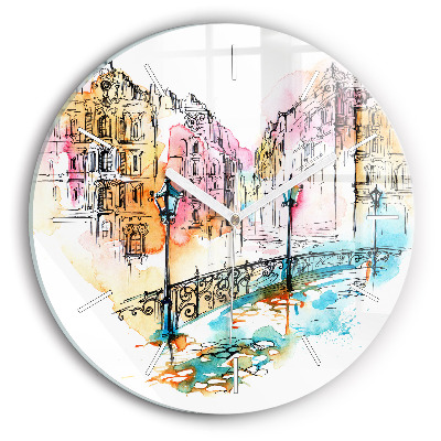 Round glass clock Painted Architecture