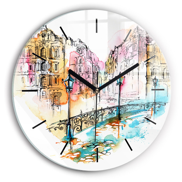 Round glass clock Painted Architecture