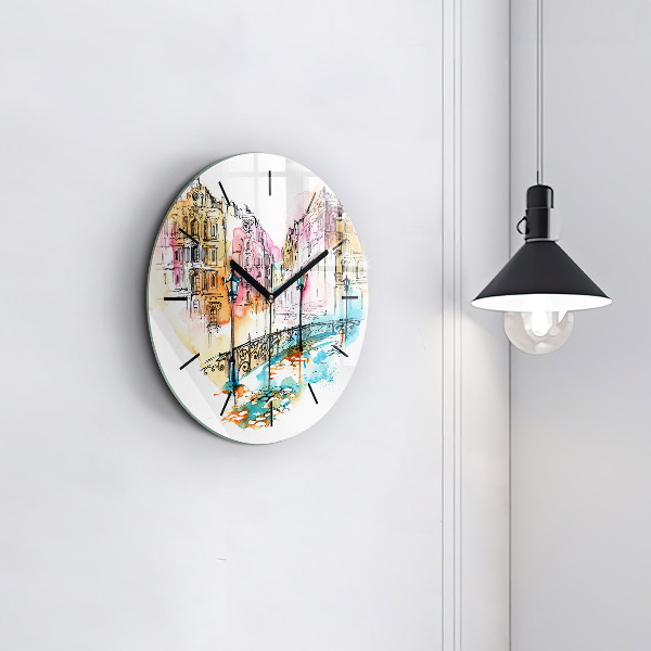 Round glass clock Painted Architecture