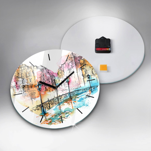 Round glass clock Painted Architecture