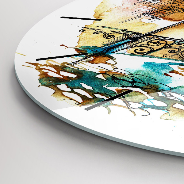 Round glass clock Painted Architecture
