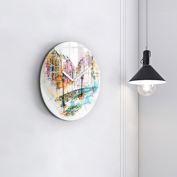 Round glass clock Painted Architecture