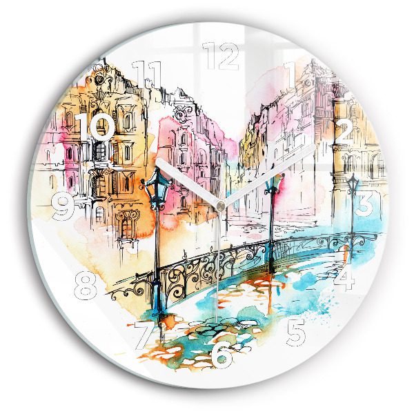 Round glass clock Painted Architecture