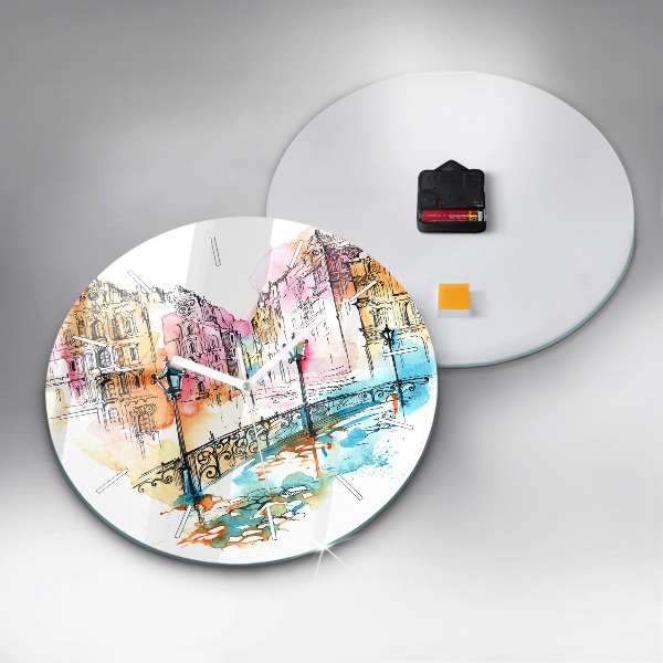 Round glass clock Painted Architecture