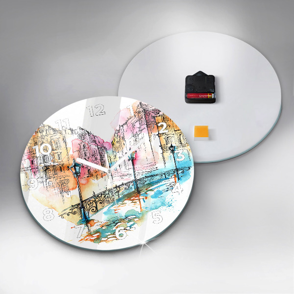 Round glass clock Painted Architecture