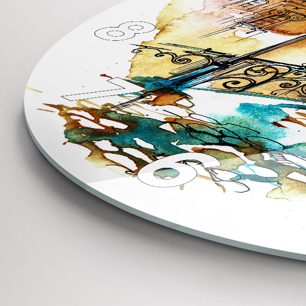 Round glass clock Painted Architecture