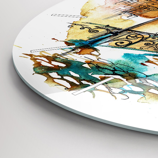 Round glass clock Painted Architecture
