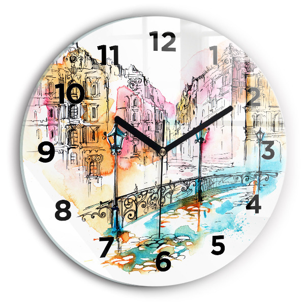 Round glass clock Painted Architecture