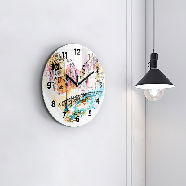 Round glass clock Painted Architecture