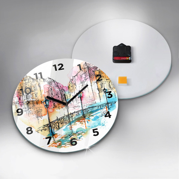 Round glass clock Painted Architecture