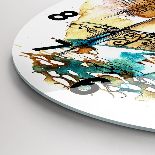 Round glass clock Painted Architecture
