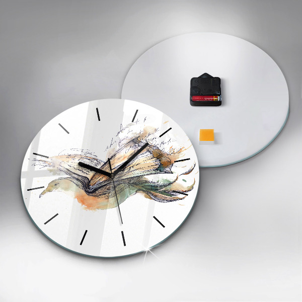 Round glass clock The bird and the book