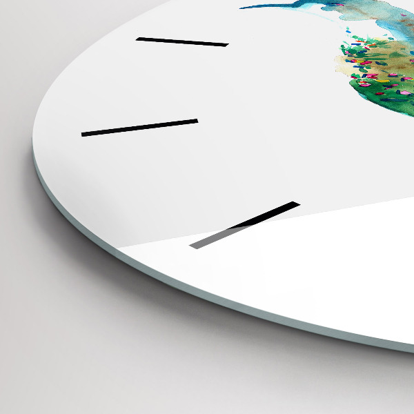 Round glass clock Abstraction of bird and spring