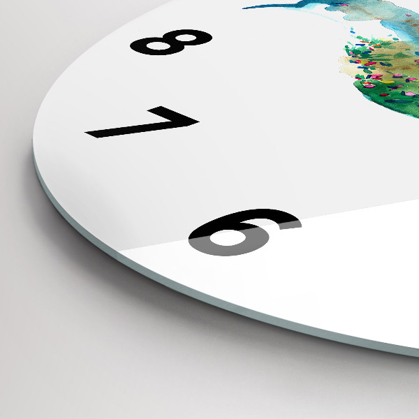 Round glass clock Abstraction of bird and spring