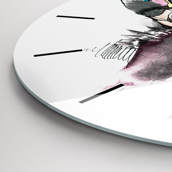 Round glass clock Moose abstract