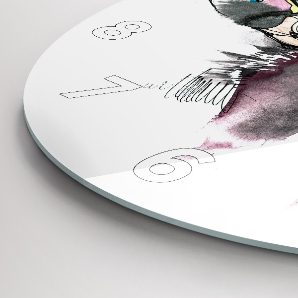 Round glass clock Moose abstract