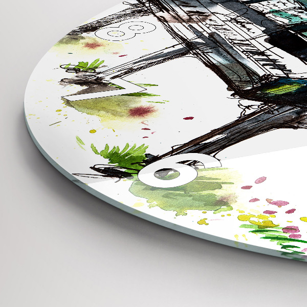 Round glass clock Illustration 4 Seasons