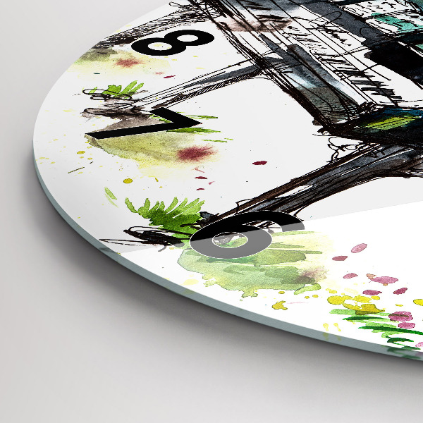 Round glass clock Illustration 4 Seasons