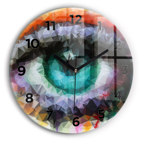 Round glass clock Colorful human eye