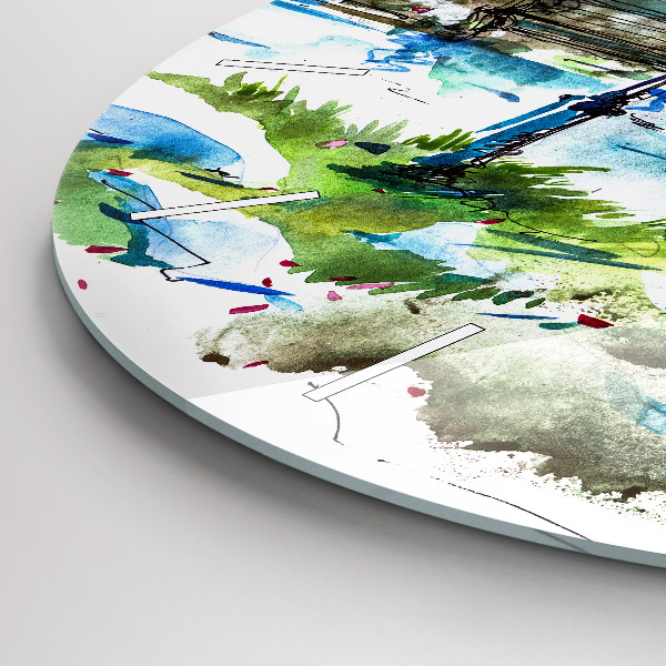 Round glass clock Picturesque spring