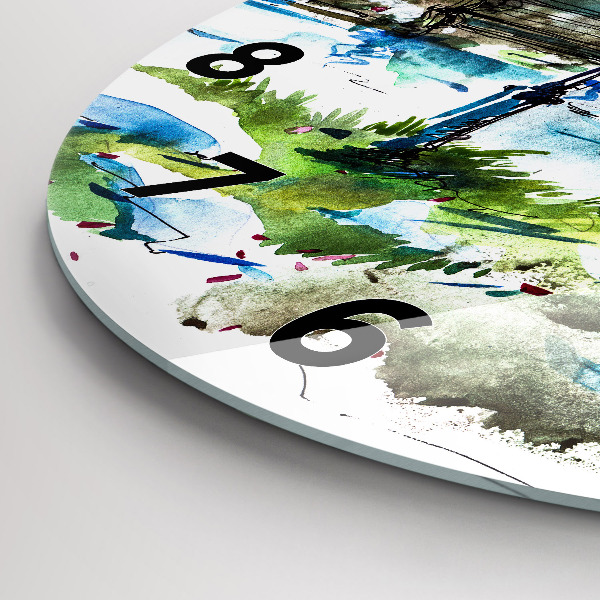 Round glass clock Picturesque spring