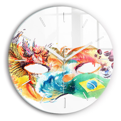 Round glass clock Culture - Brazilian flag