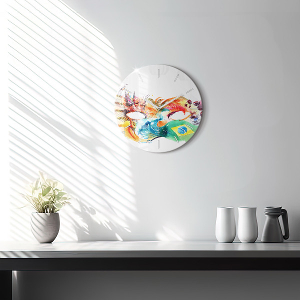 Round glass clock Culture - Brazilian flag