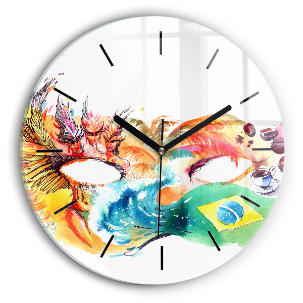 Round glass clock Culture - Brazilian flag