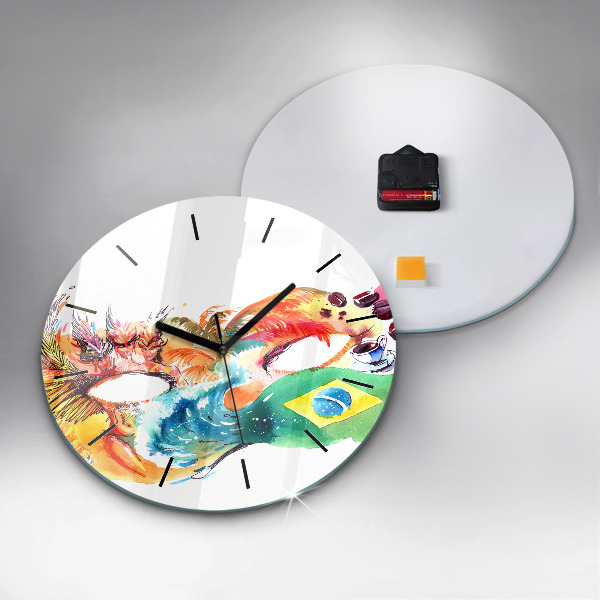 Round glass clock Culture - Brazilian flag