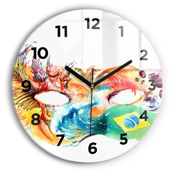 Round glass clock Culture - Brazilian flag