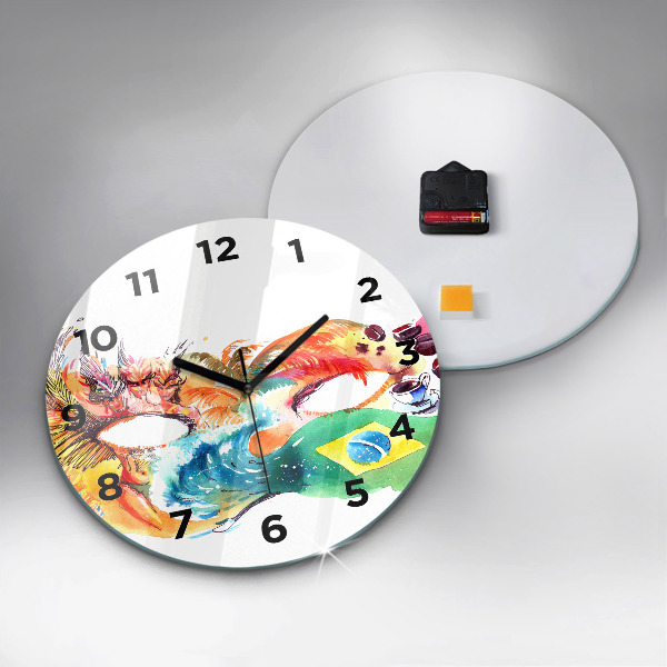 Round glass clock Culture - Brazilian flag