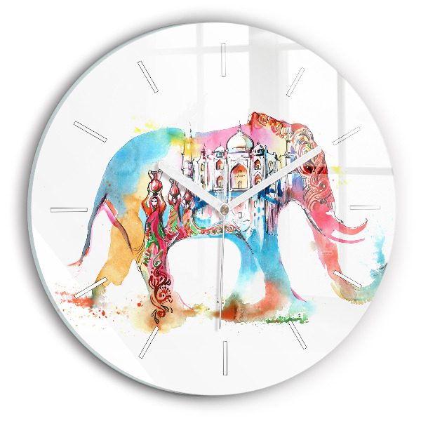 Round glass clock Indian Culture