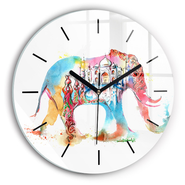 Round glass clock Indian Culture