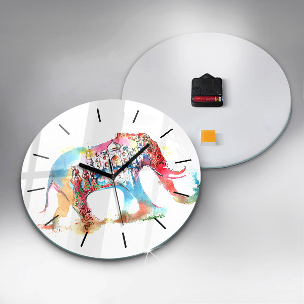 Round glass clock Indian Culture