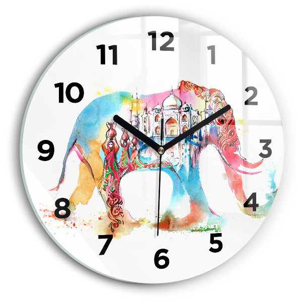 Round glass clock Indian Culture