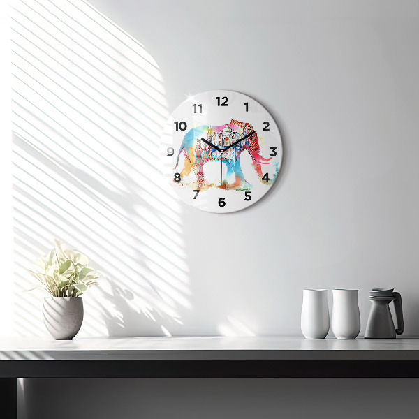 Round glass clock Indian Culture