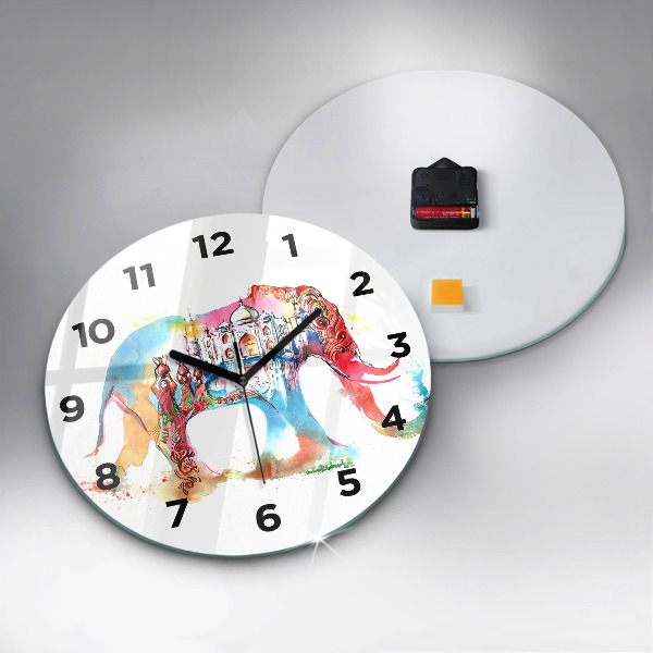 Round glass clock Indian Culture