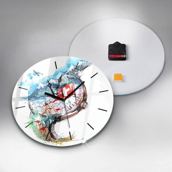 Round glass clock Swiss watch