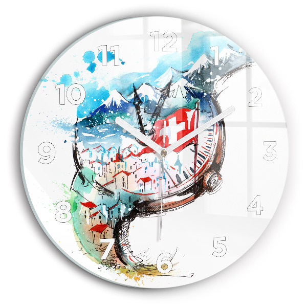Round glass clock Swiss watch